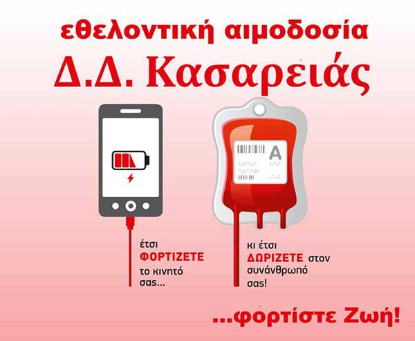 Σύλλογος Εθελοντών Αιμοδοτών Κοζάνης: Εθελοντική αιμοδοσία στο Δ.Δ. Καισαρειάς
