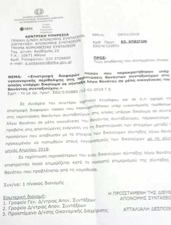 Επιστροφή εισφορών υπέρ ΕΟΠΥΥ στους κληρονόμους