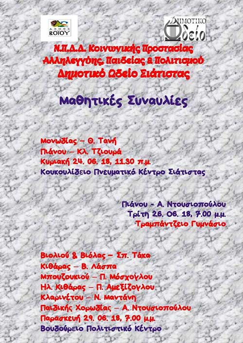 Μαθητικές συναυλίες Δημοτικού Ωδείου Σιάτιστας