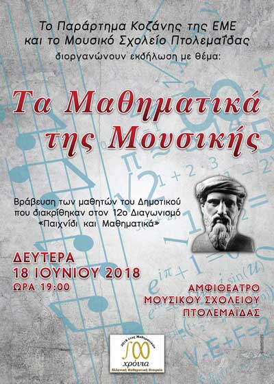 Μουσική εκδήλωση-βράβευση μαθητών που διακρίθηκαν στον 12ο Μαθητικό Διαγωνισμό «Παιχνίδι και Μαθηματικά»