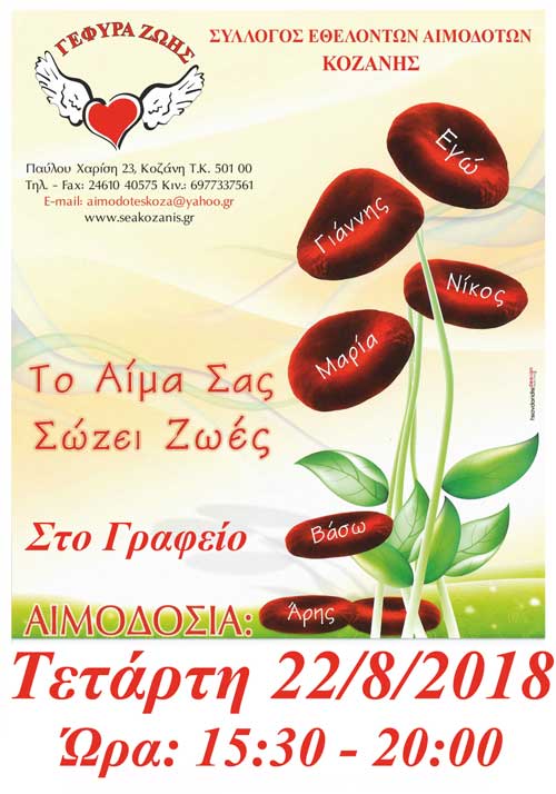 «Γέφυρα Ζωής»-23η Αιμοδοσία του 2018