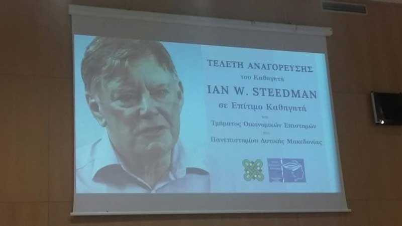Επίτιμος καθηγητής στο Πανεπιστήμιο Καστοριάς αναγορεύθηκε ο Ian W. Steedman