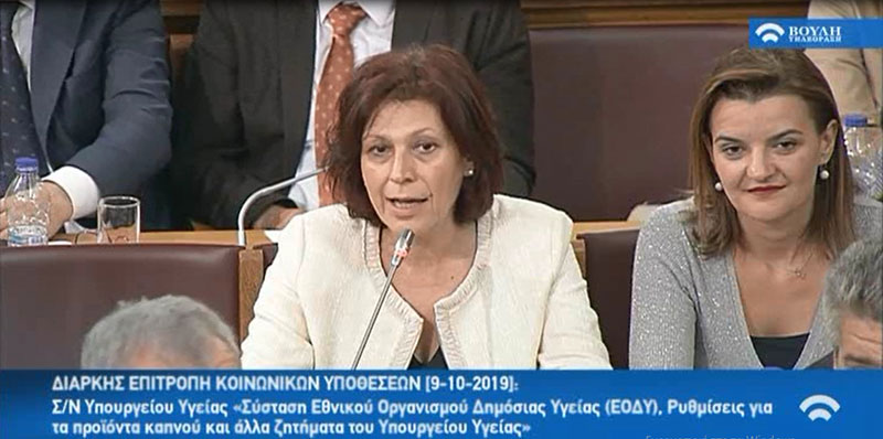 Τοποθέτηση της Παρασκευής Βρυζίδου για θέματα Υγείας και τον Αντικαπνιστικό νόμο, στη Διαρκή Επιτροπή Κοινωνικών Υποθέσεων
