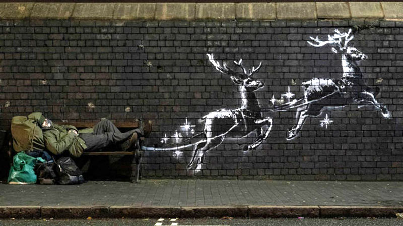 To νέο έργο του Banksy για τα Χριστούγεννα είναι μαγικό