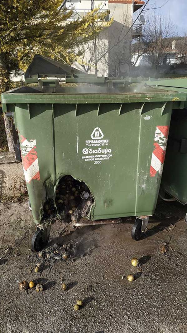 Φωτιά  σε κάδο σκουπιδιών των Πετρανών από πεταμένη στάχτη