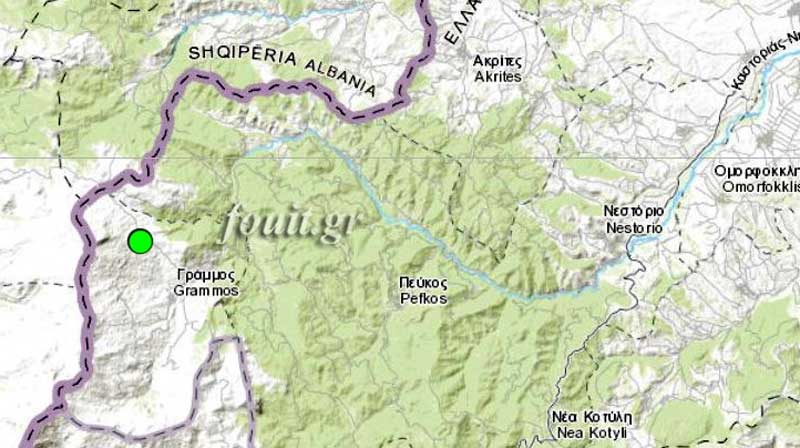 Σεισμός στην Καστοριά (χάρτης)