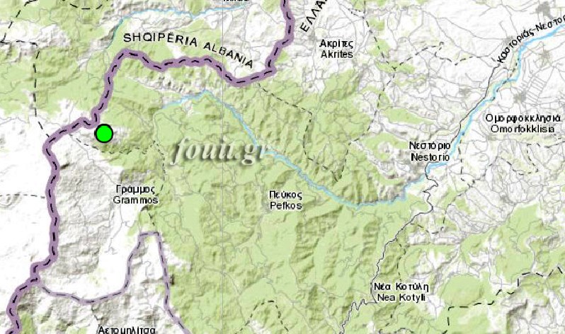 Σεισμός τη νύχτα στην Καστοριά (χάρτης)