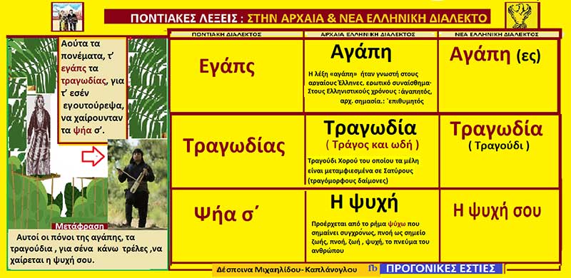 Ερμηνεία ποντιακών λέξεων και φράσεων “Εγάπς”, “Τραγῳδίας”, “Ψήα σ’”