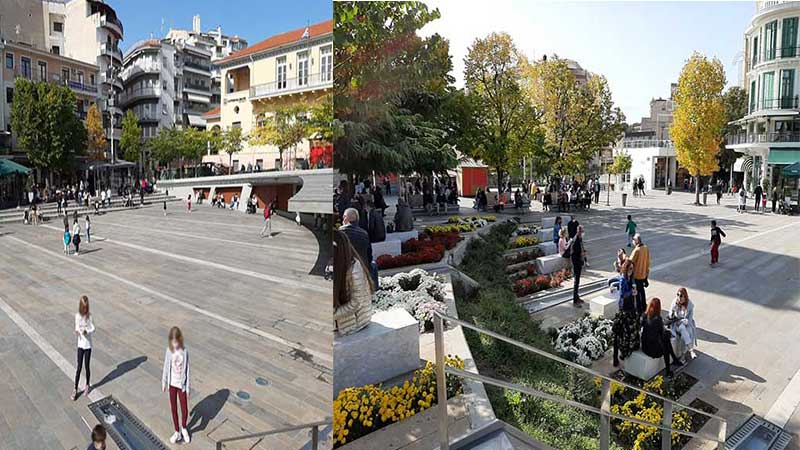 Εικόνες από την κεντρική πλατεία της Κοζάνης-Πολλοί μαθητές στη βόλτα
