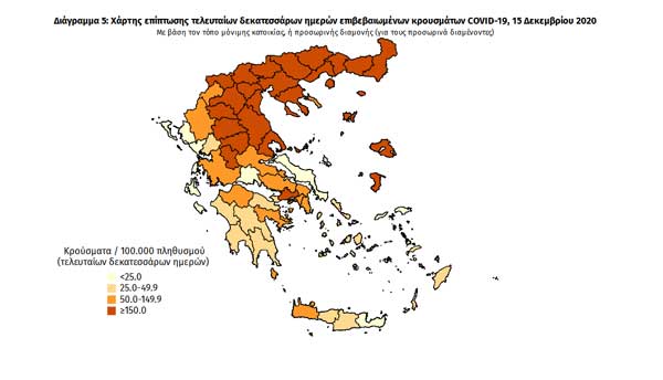 Ξανά στο πορτοκαλί η Π.Ε. Καστοριάς σύμφωνα με τον χάρτη γεωγραφικής διασποράς του ΕΟΔΥ