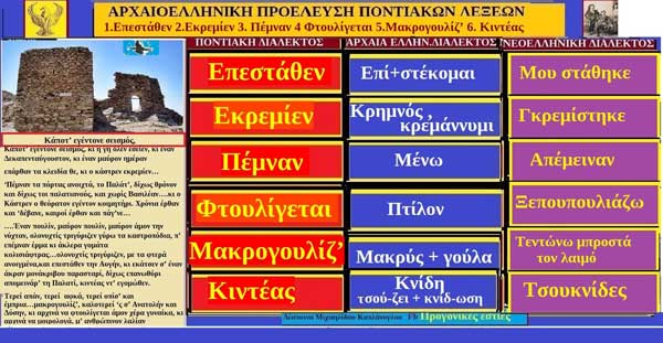 Λέξεις και φράσεις της ποντιακής διαλέκτου με αρχαιοελληνικές ρίζες