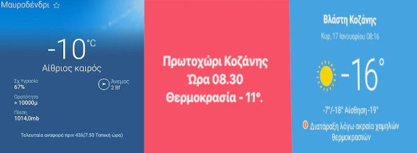 Πρωινές πολικές θερμοκρασίες κάτω του μηδενός σε Μαυροδένδρι, Πρωτοχώρι και Βλάστη