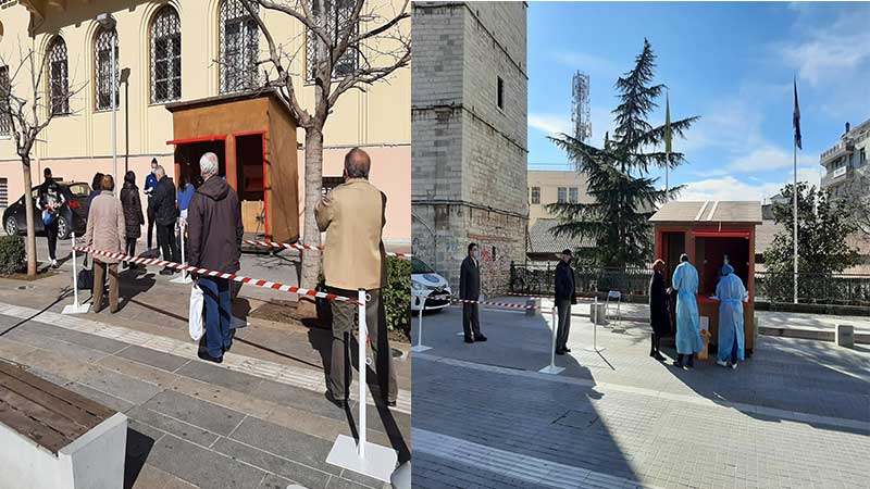 Διενέργεια rapid tests στην κεντρική πλατεία της Κοζάνης-Μέτρια η συμμετοχή των πολιτών