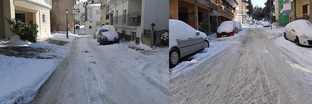 Δυσκολίες στον αποχιονισμό των στενών της Κοζάνης