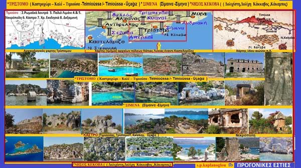 ΤΡΙΣΤΟΜΟ (Καστροχώρι – Καλέ – Τιμιούσα -Teimioússa /- Timioússa – Üçağız)-ΣΙΜΕΝΑ (Σίμαινα -Σίμηνα)-ΝΗΣΟΣ ΚΕΚΟΒA (Δολιχίστη,Δολίχη Κάκκαβος,Κάκαμπος)