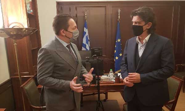 Ο αναπληρωτής Υπουργός Εσωτερικών Στέλιος Πέτσας μαζί με τον βουλευτή Ανδρέα Πάτση την Τρίτη στον Νομό Γρεβενών
