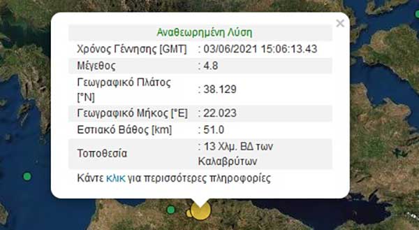 Σεισμός στο Αίγιο, μεγέθους 4,8 Ρίχτερ