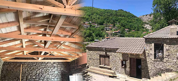 Εργασίες αντικατάστασης στέγης και της τοιχοποιίας κτηρίου στην πλατεία «Μάρμαρος» της Κοινότητας Βυθού