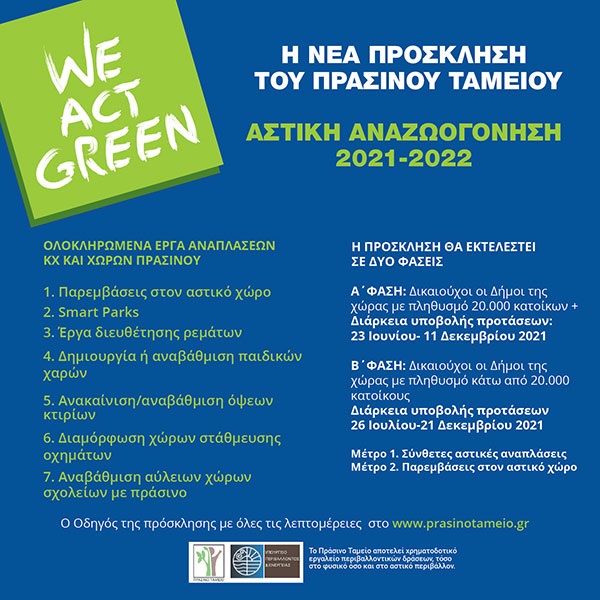 Πράσινο Ταμείο: Έργα αστικής αναζωογόνησης σε όλους τους δήμους της χώρας