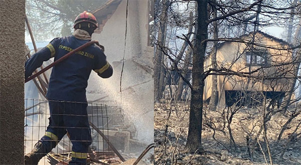 Φωτιά στα Βίλια: Καίγονται τα πρώτα σπίτια – Στη μάχη με τις φλόγες 21 εναέρια μέσα