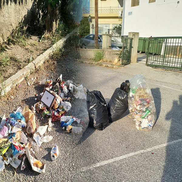 Τοπική Κοινότητα Κρόκου: Συγκομιδή σκουπιδιών στον αύλειο χώρο του 1ου και του 2ου δημοτικού σχολείου
