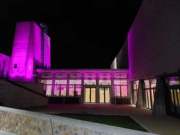 Το μήνυμα για την πρόληψη του καρκίνου του μαστού δόθηκε με τη φωταγώγηση της Βιβλιοθήκης στα χρώματα του ροζ