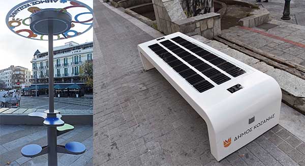 Κοζάνη: Ήρθαν τα «έξυπνα» παγκάκια και οι ηλιακοί φορτιστές για τους πολίτες