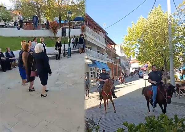 H λιτανεία του Αγίου Γεωργίου στην Αιανή με τους καβαλάρηδες και τα τραγούδια των γυναικών