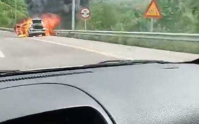 “Λαμπάδιασε” αυτοκίνητο στην Εγνατία στο ρεύμα από Βέροια προς Κοζάνη