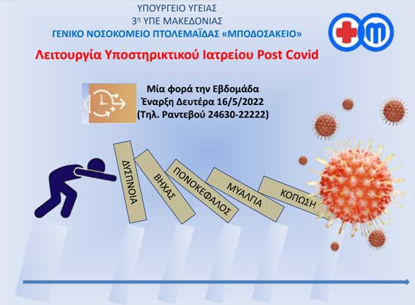 Λειτουργία εξωτερικού ιατρείου Post Covid στο Μποδοσάκειο Νοσοκομείο