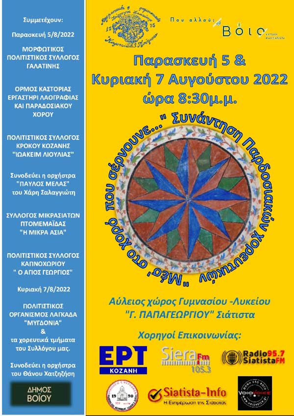 Ο Μορφωτικός και Πολιτιστικός Σύλλογος Σιάτιστας”Μαρκίδες Πούλιου” και o Δήμος Βοΐου διοργανώνουν συνάντηση παραδοσιακών χορευτικών με τίτλο “Μεσ’ στο χορό που σέρνουνε…”