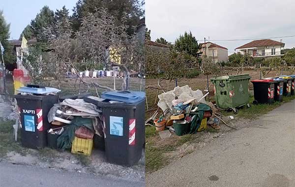 Δρέπανο: Σκουπίδια έξω από τους κάδους κατ’ επανάληψη