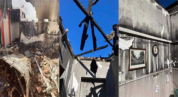Εικόνες από τις ζημιές που υπέστη το εσωτερικό μέρος του Δημαρχείου Σερβίων από την φωτιά