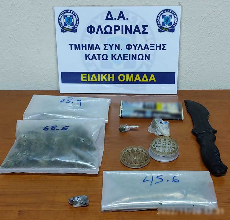 Συνελήφθησαν δύο άτομα σε περιοχή της Φλώρινας για παράβαση της νομοθεσίας περί ναρκωτικών και περί όπλων