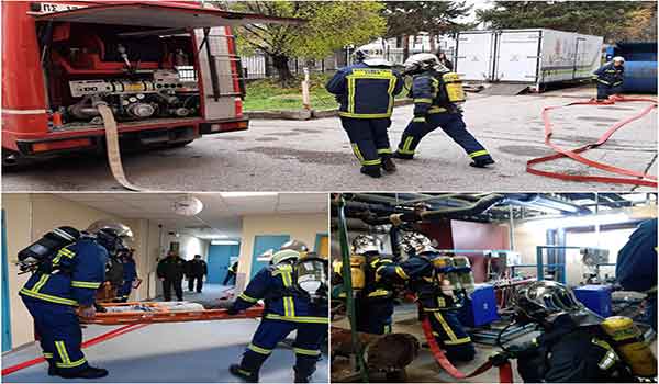 Άσκηση ετοιμότητας της Πυροσβεστικής Υπηρεσίας Κοζάνης με κατάσβεση πυρκαγιάς στο λεβητοστάσιο του Μαμάτσειου και απεγκλωβισμό ατόμου