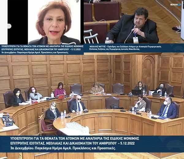 Με πρωτοβουλία της Παρασκευής Βρυζίδου  κατατέθηκαν τα προβλήματα των ΑμεΑ της ΠΕ Κοζάνης στους αρμόδιους Υπουργούς στην υποεπιτροπή Ισότητας της Βουλής