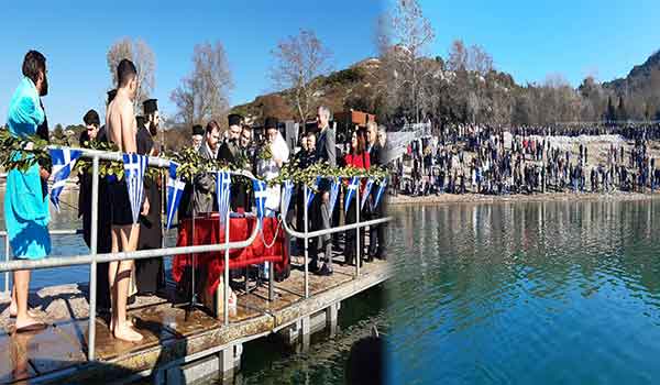 Ο καθαγιασμός των υδάτων στη λίμνη Πολυφύτου – Τρεις για τον σταυρό