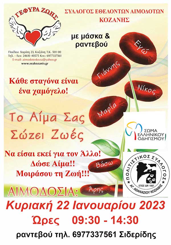 2η έκτακτη αιμοδοσία του 2023, πάντα με μάσκα & ραντεβού