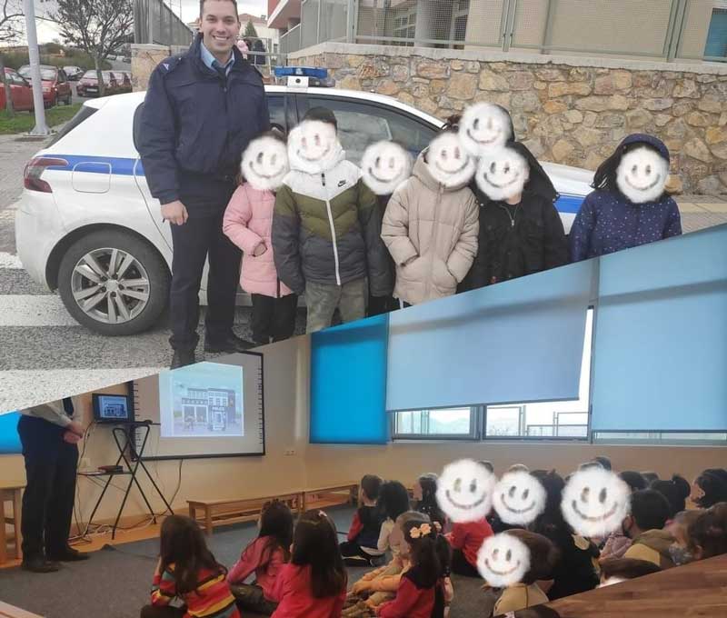 Αστυνομικοί του Τμήματος Τροχαίας Κοζάνης κοντά σε μαθητές της Α΄ Βάθμιας Εκπαίδευσης της Π.Ε. Κοζάνης
