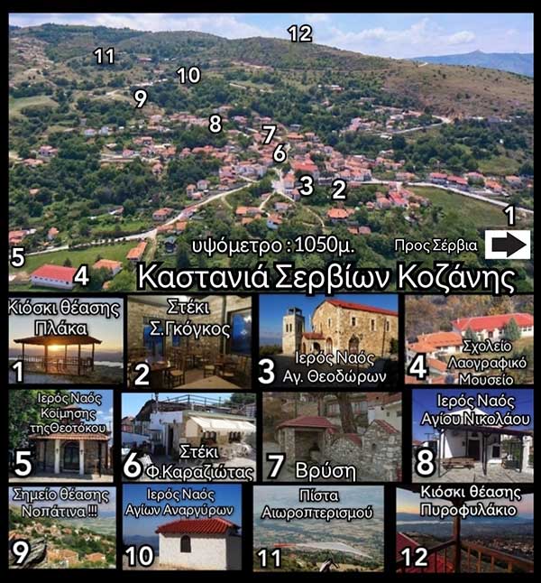 Τουριστικός χάρτης επισκεψιμότητας Καστανιάς Σερβίων Κοζάνης