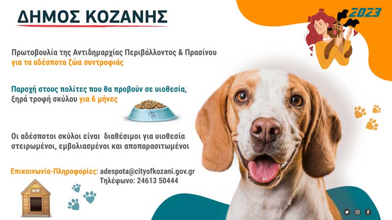 Δήμος Κοζάνης: Υιοθέτησε ένα αδέσποτο