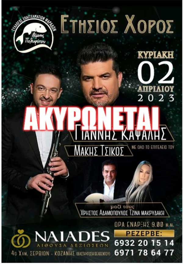 Ακυρώνεται ο χορός του Συλλόγου Επαγγελματιών Ψαράδων της Λίμνης Πολυφύτου