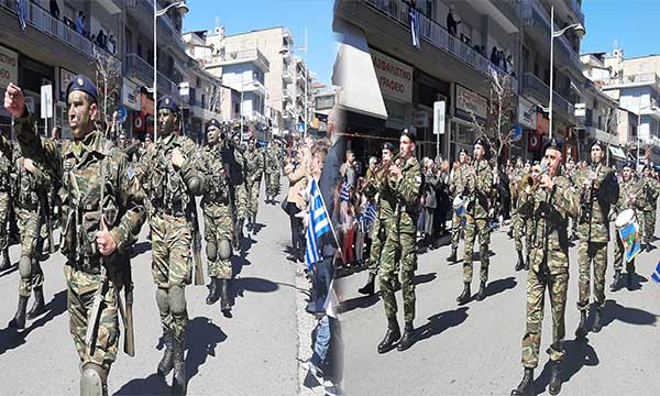 Άγημα του στρατού με μπάντα στην παρέλαση της Κοζάνης