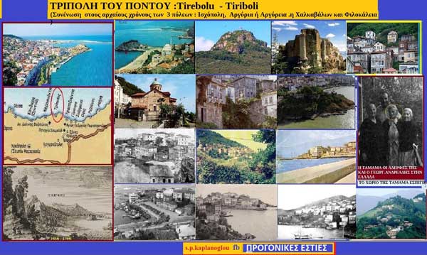 Τρίπολη του Πόντου : Tirebolu – Tiriboli (Συνένωση στους αρχαίους χρόνους των 3 πόλεων: Ισχόπολη, Αργύρια ή Αργύρεια η Χαλκαβάλων και Φιλοκάλεια )-Του Σταύρου Π. Καπλάνογλου