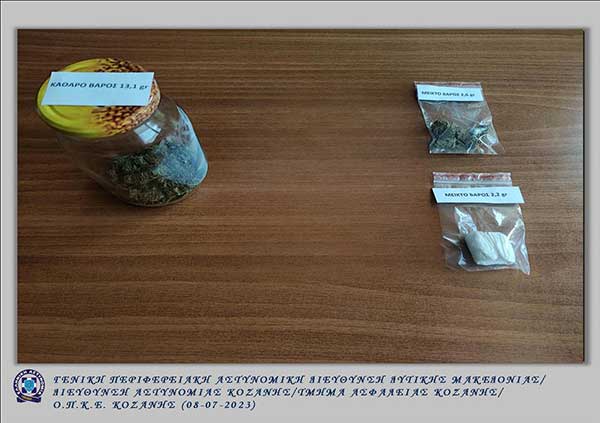 Συνελήφθη 39χρονος σε περιοχή της Κοζάνης για παράβαση της νομοθεσίας περί ναρκωτικών ουσιών