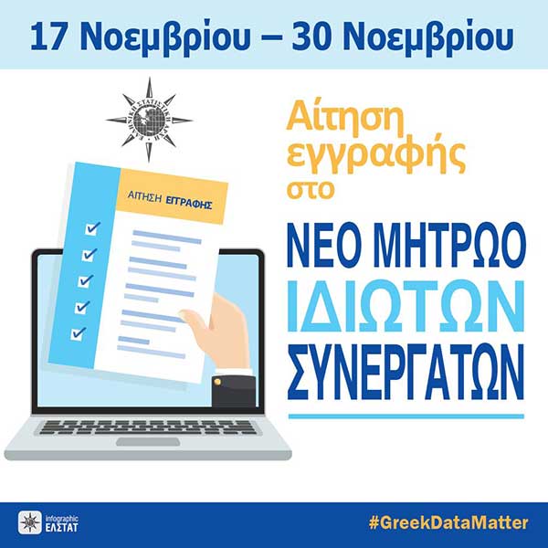 ΕΛΣΤΑΤ – Πρόσκληση εκδήλωσης ενδιαφέροντος για συμμετοχή στις διενεργούμενες έρευνες