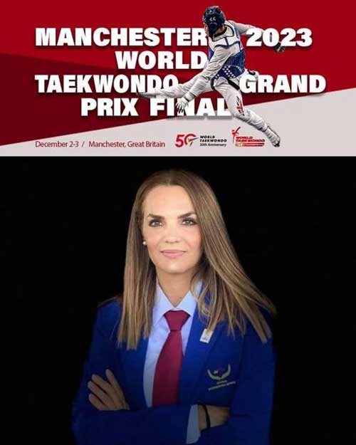 Η διεθνής διαιτητής Αναστασία Κουτρότσιου στον τελικό του Grand Prix στο ολυμπιακό αγώνισμα του Ταεκβοντό