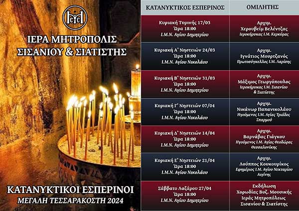Οι Κατανυκτικοί Εσπερινοί στους Ιερούς Ναούς Αγίου Δημητρίου και Αγίου Νικολάου Σιατίστης