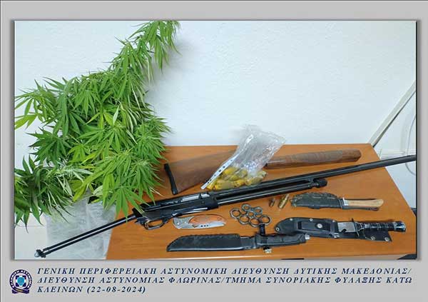 Συνελήφθη 60χρονος  σε περιοχή της Φλώρινας, για παραβάσεις της νομοθεσίας περί εξαρτησιογόνων ουσιών και περί όπλων