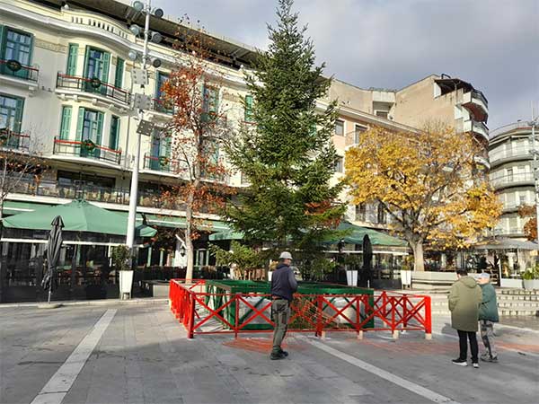 Τοποθετήθηκε το νέο χριστουγεννιάτικο δέντρο στην πλατεία της Κοζάνης